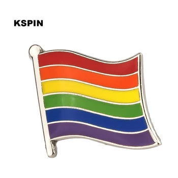 10 buah Banyak Rainbow 6 Warna Gay Pride Flag Logam Pinback Tombol Lencana Simbol Pin Dekoratif Bros Pin untuk Pakaian