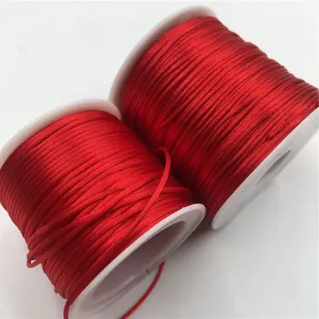 1MM Tali Macrame Merah Tali Nilon Satin Sutra Kepang Kuat DIY Membuat Temuan Kawat Benang Manik-manik
