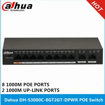 Dahua DH-S3000C-8GT2GT-DPWR Sakelar PoE 8 Gigabit 2 port tautan atas Jarak Transit Daya maks 250m Mendukung IEEE802. 3af dan IEEE803