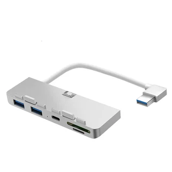 HUWEI Aluminium Paduan USB 3.0 HUB 3 Port Adaptor Splitter dengan Pembaca Kartu SD / TF untuk iMac 21.5 27 PRO Komputer Unibody Ramping