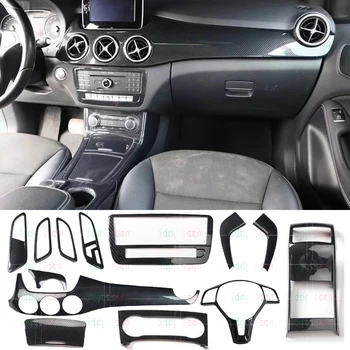 Interior Mobil Serat Karbon Set Lengkap Stiker Penutup Panel Pemindah Gigi Trim Interior untuk Aksesori Mercedes Benz W246 B Class 12-19