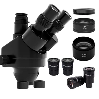 Kailiwei 7X-45X 3,5 X-90X 180X Kepala Mikroskop Stereo Zoom Trinokuler Simul-Fokus 0,5 X 0,7 X 2,0 X Lensa Objektif Barlow Tambahan