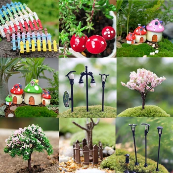 Miniatur Kerajinan DIY Pot Bunga Akuarium Dekorasi Rumah Boneka Ornamen Taman Peri Patung Jembatan Tangga Rumah Pohon Jamur Mini Patung