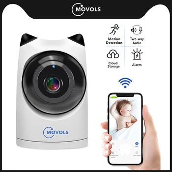 Movols Kamera Pengintai Video Wifi Nirkabel 1080P Rumah Pintar IP Web 360 Ptz Kamera Keamanan Monitor Bayi Dalam Ruangan