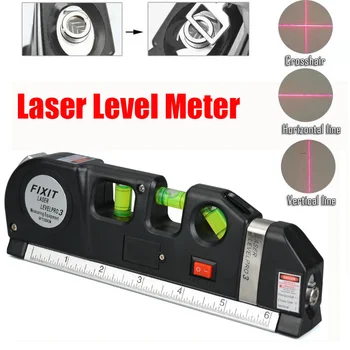 Penggaris Level Laser Serbaguna Pita Pengukur Vertikal Aligner Pengukur Level Laser Inframerah Garis Lurus Aksesori Profesional